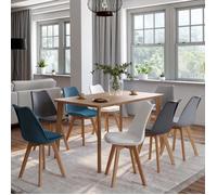 IDMARKET Lot de 8 chaises de salle à manger SARA scandinaves blanc x2, gris clair x2, gris foncé x2, bleu canard x2