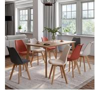 IDMarket – Lot de 8 chaises de salle à manger SARA scandinaves gris foncé x2 terracotta x3 beige x3