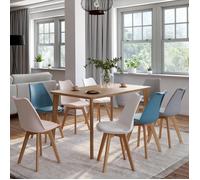 IDMARKET Lot de 8 chaises de salle à manger SARA scandinaves pastel rose x2, blanc x2, gris clair x2, bleu x2