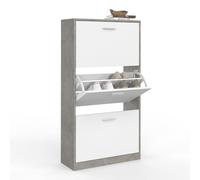 IDMARKET Meuble à chaussures 18 paires KLARK effet béton 3 portes blanches