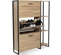 IDMarket Meuble à chaussures Luis 3 portes avec étagère design industriel Marron