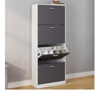 IDMARKET Meuble à chaussures 24 paires KLARK blanc 4 portes gris clair