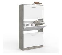 IDMarket Meuble à Chaussures KLARK 18 Paires 3 Portes Blanc Effet Béton 60x24x113 cm