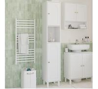 IDMARKET Meuble armoire colonne salle de bain ARSENE 2 portes 1 niche bois blanc