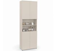 IDMarket - Meuble Armoire Colonne Salle de Bain TOMI 4 Portes 2 niches Bois Beige