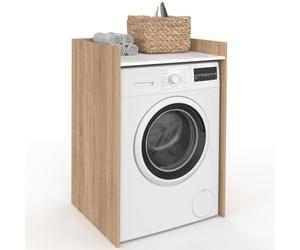 IDMarket - Meuble Armoire pour Machine à Laver ou sèche Linge Wallis | Coloris bois façon hêtre et blanc