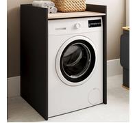 Meuble armoire pour machine à laver ou sèche linge WALLIS noir et hêtre Noir