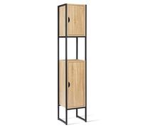 IDMarket Meuble colonne salle de bain DETROIT – 2 portes, 1 niche – design industriel