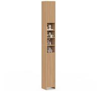 IDMarket - Meuble Colonne Salle de Bain Victor | 2 portes 4 niches effet lattes