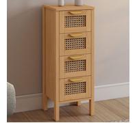 IDMARKET Meuble d'appoint 4 tiroirs EDHEN 30x30x80 cm chiffonnier pour entrée salle de bain avec cannage