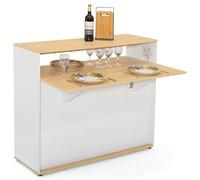 IDMarket - Meuble de Bar Extensible en Table à Manger 2 Personnes VITO Blanc et Plateau Bois