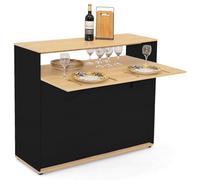 IDMarket - Meuble de Bar Extensible en Table à Manger 2 Personnes VITO Noir et Plateau Bois