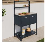 IDMARKET Meuble de cuisine extérieure PAREO 2 portes et 2 étagères suspendues en acier gris anthracite