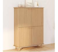 IDMARKET Meuble de rangement 4 portes JULIETTE effet lattes tasseau bois coloris chêne
