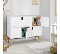 Meuble de rangement cube enfant EMMIE avec 6 cases en bois blanc