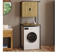 IDMARKET Meuble de rangement dessus machine à laver avec placard DETROIT design industriel
