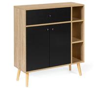 IDMarket - Meuble de rangement EMMIE scandinave bois et noir avec placard et tiroir