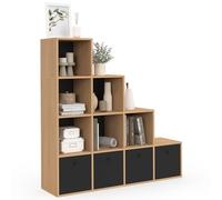 IDMarket - Meuble de Rangement en escalier LORYS 4 Niveaux Bois et Noir