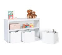 IDMarket - Meuble de Rangement Enfant Mana en Bois Blanc 3 tiroirs Cubes sur roulettes