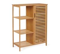 Meuble De Rangement Bambou Bea Salle De Bain 3 Étagères Avec Placard