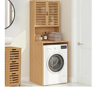 IDMarket - Meuble Dessus de Machine à Laver Bambou BEA avec Placard