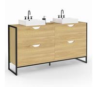 IDMarket - Meuble double vasque salle de bain DETROIT design industriel | Avec 4 tiroirs