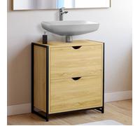 IDMARKET Meuble sous lavabo salle de bain 2 tiroirs DETROIT design industriel