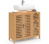 IDMarket - Meuble sous lavabo Salle de Bain Bambou BEA avec Placard et 3 tiroirs