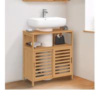 IDMARKET Meuble sous lavabo salle de bain bambou BEA avec portes coulissantes