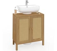 IDMarket - Meuble sous lavabo Salle de Bain HANAE Effet Naturel cannage