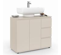 IDMarket - Meuble sous lavabo Salle de Bain TOMI | Avec placard et 3 tiroirs coloris beige