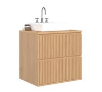 IDMarket - Meuble sous Vasque Suspendu Salle de Bain Victor 2 tiroirs Effet Lattes