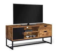 ID MARKET meuble tv CHICAGO 1 porte et 2 tiroirs 110 cm bois foncé à poser