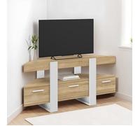 IDMarket - Meuble TV 110 cm d'angle Phoenix avec tiroir Bois et Blanc