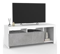 IDMarket - Meuble TV 110 cm Malo Blanc et Placard Effet béton