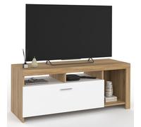 IDMarket - Meuble TV 110 cm Malo Bois et Placard Blanc