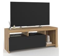 IDMarket Meuble TV Malo 110 cm bois et placard noir
