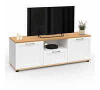 IDMARKET Meuble TV 110 cm VITO avec tiroir et niche blanc et bois