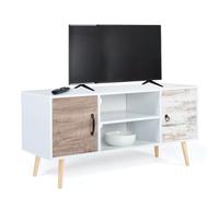 IDMarket Meuble TV Bahia 2 portes 113 cm blanc à poser