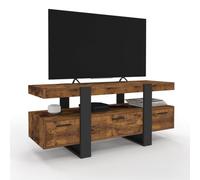 IDMarket Meuble TV Phoenix 116 cm avec tiroirs bois effet vieilli et noir