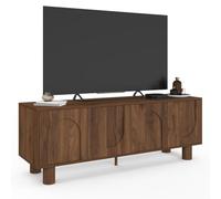 IDMarket - Meuble TV 140 cm 4 portes ARCHIE design arche bois effet noyer | Meuble TV bas à poser, 4 portes forme arche creusée, gros pieds ronds, salon