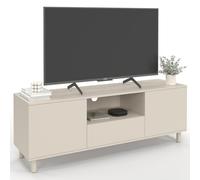 IDMarket Meuble TV BERTILLE 140 cm 3 portes 1 tiroir bois beige