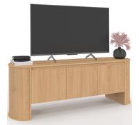 IDMarket - Meuble TV 140 cm DIVIA 3 Portes façon hêtre Design Arrondi