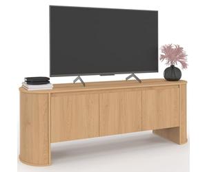 IDMarket - Meuble TV 140 cm DIVIA 3 Portes façon hêtre Design Arrondi