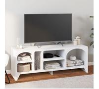 IDMARKET Meuble TV 140 cm organique ALESIA 6 niches bois blanc