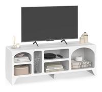 IDMarket - Meuble TV 140 cm Organique Alesia 6 niches Bois Blanc