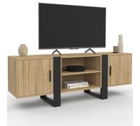 IDMarket - Meuble TV 140 cm Phoenix 2 Portes Bois et Noir