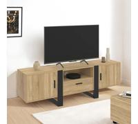 IDMarket - Meuble TV 160 cm Phoenix avec rangements Bois et Noir
