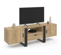 IDMarket - Meuble TV 160 cm Phoenix avec rangements Bois et Noir