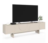IDMarket - Meuble TV 180 cm beige | ARVIN 2 portes à reliefs arrondis bois coloris beige